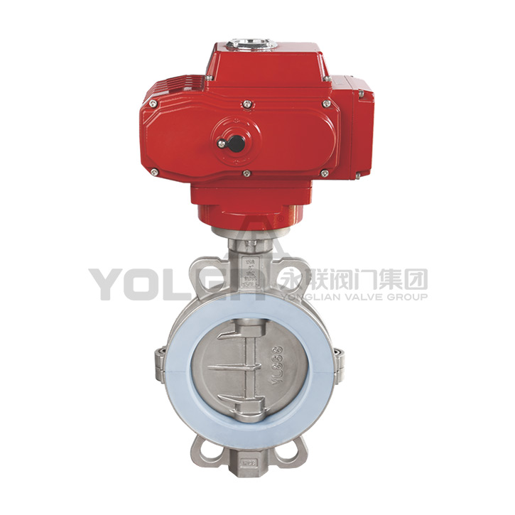 D971-衬氟电动对夹半衬蝶阀