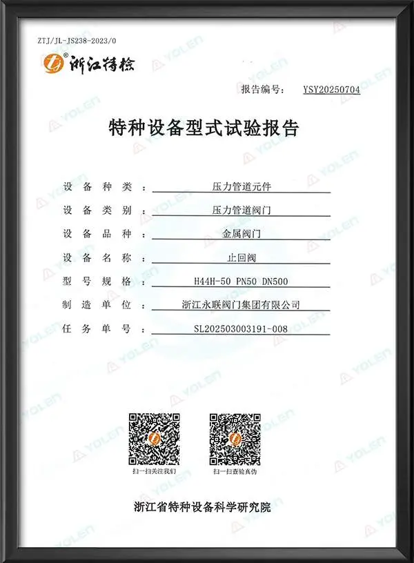 止回阀特种设备型式试验报告